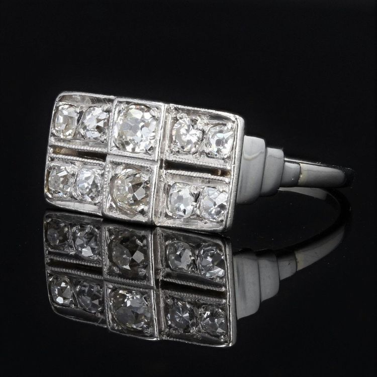 Bague Art Déco Rectangulaire Diamants