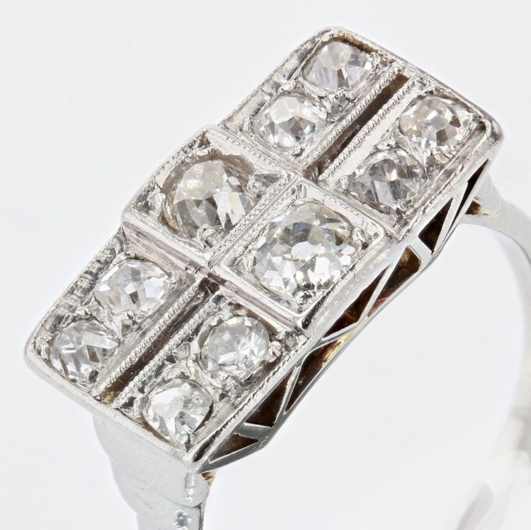 Bague Art Déco Rectangulaire Diamants