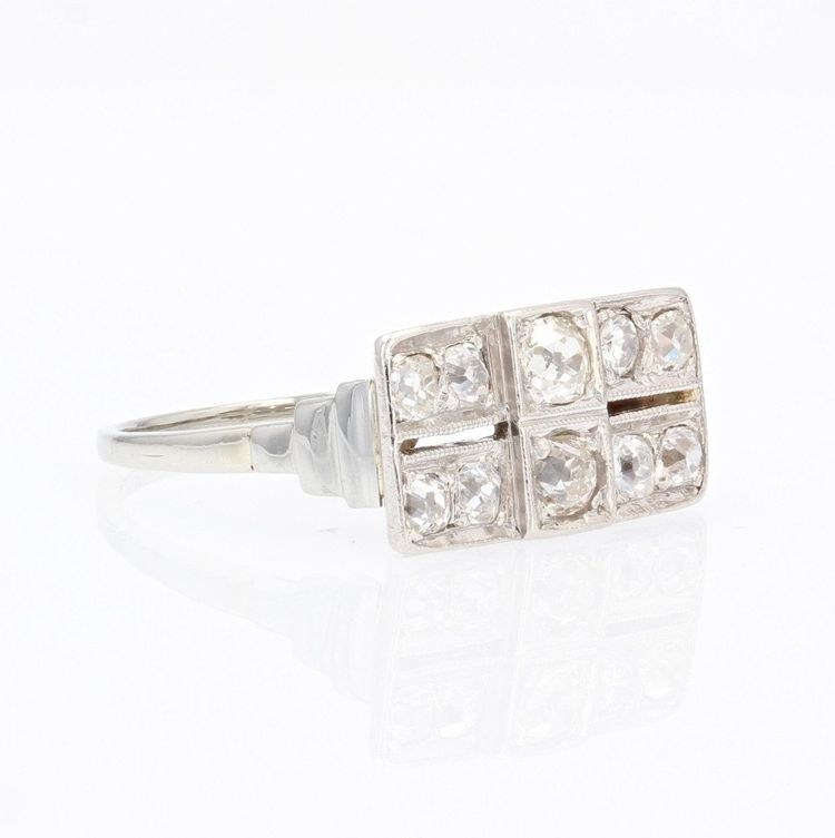 Bague Art Déco Rectangulaire Diamants