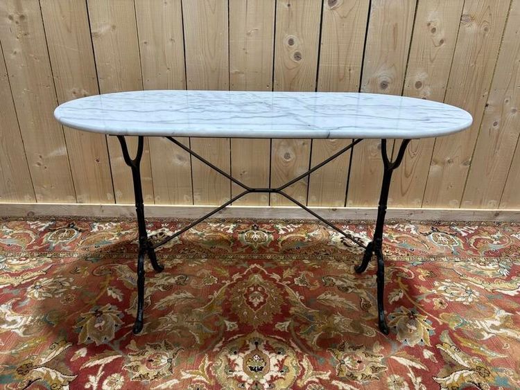 Bistro table with oval marble tray
