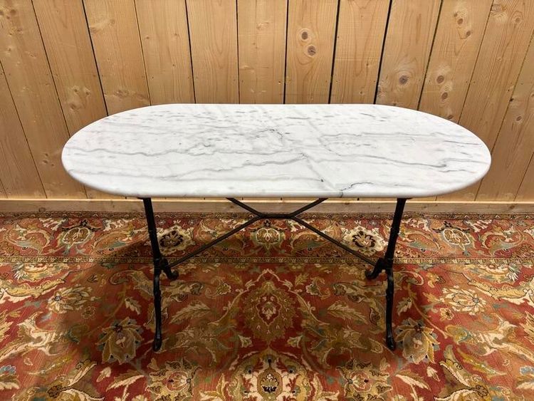 Bistro table with oval marble tray