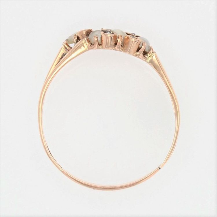 Antiker Doppelring Feine Perlen Diamanten