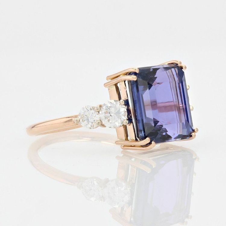 Bague Tanzanite Naturelle Certifiée Acoompagnée De Ses Diamants