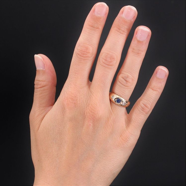Armreif aus Roségold mit Saphir und Diamanten