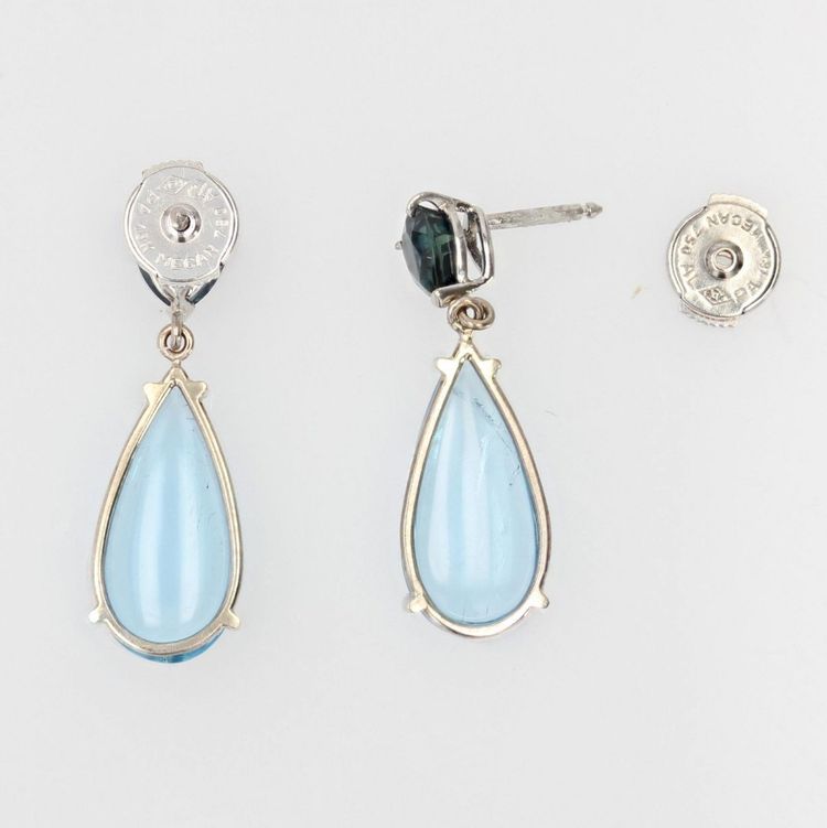 Saphir- und Aquamarin-Ohrringe