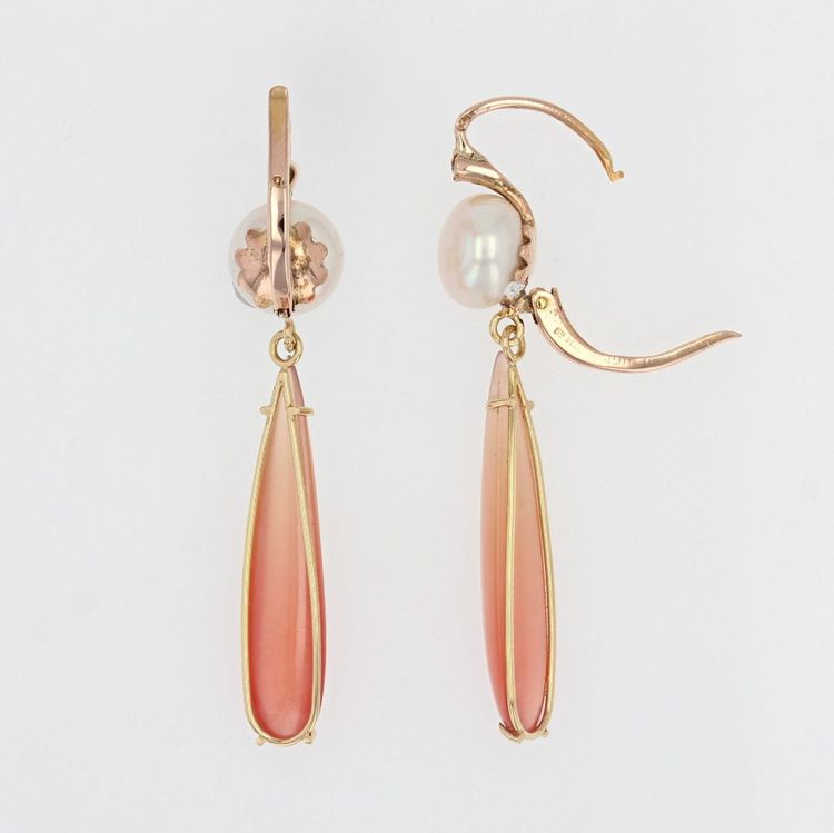 Granattropfen und Diamantperlenohrringe