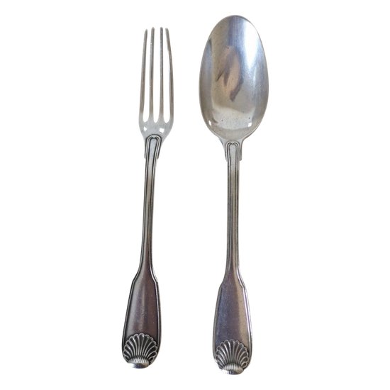 Dessert cutlery - Sterling silver - Late 19th century