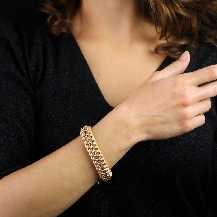 Panzerkettenarmband in Antikgold und Matt