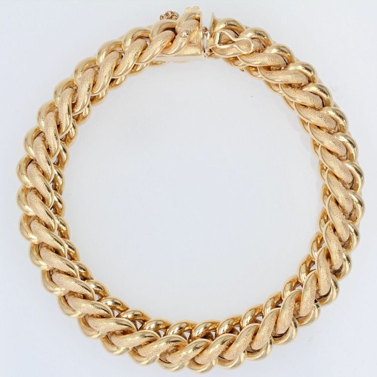 Panzerkettenarmband in Antikgold und Matt