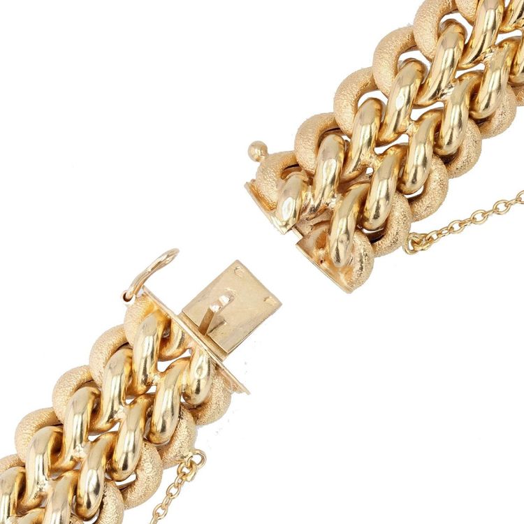 Panzerkettenarmband in Antikgold und Matt