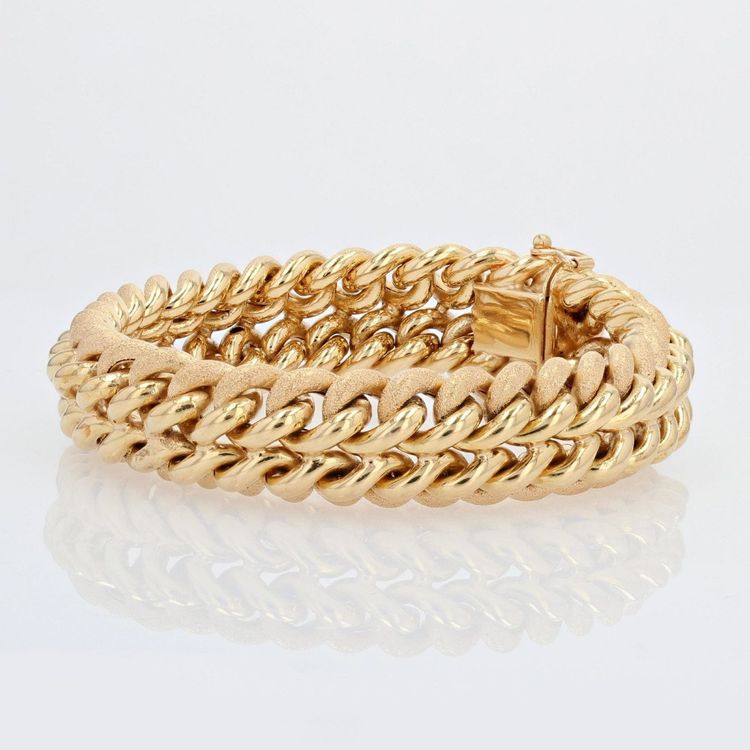 Panzerkettenarmband in Antikgold und Matt