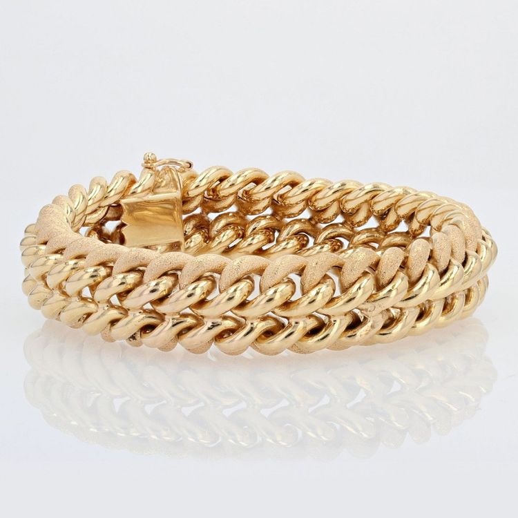Panzerkettenarmband in Antikgold und Matt