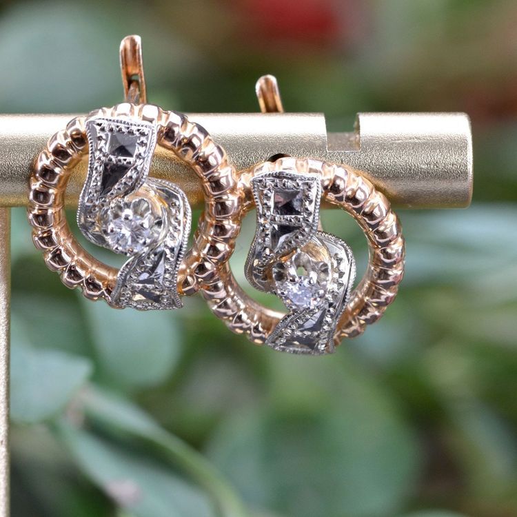 Vintage Retro Diamond Earrings