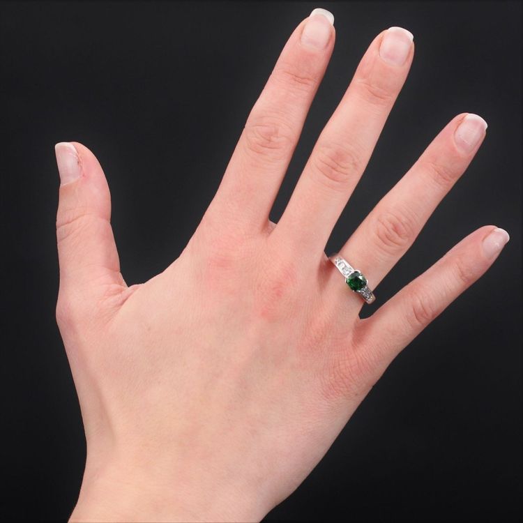 Princess Tsavorit Granat und Diamantring