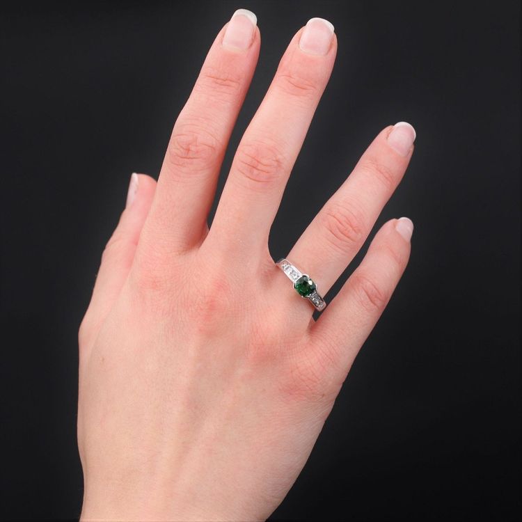 Princess Tsavorit Granat und Diamantring