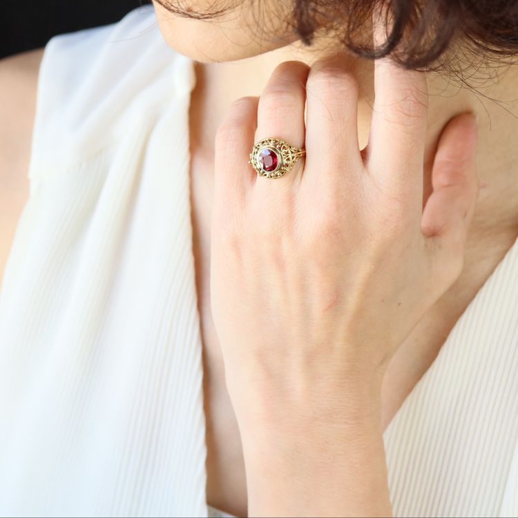 Bague Ancienne Rubis Naturel Et Or Jaune