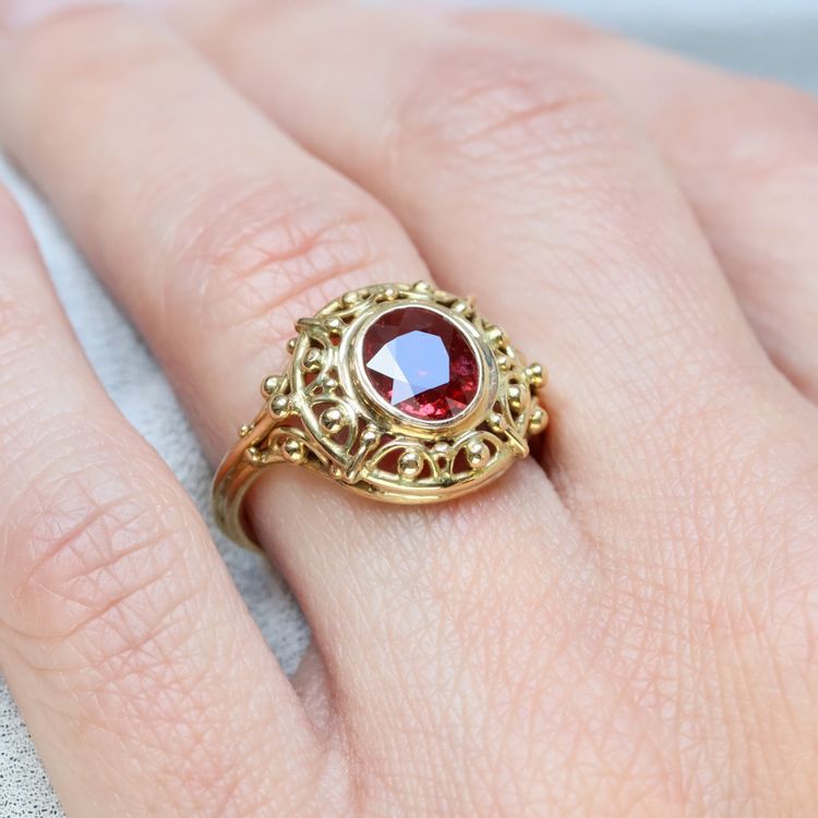 Bague Ancienne Rubis Naturel Et Or Jaune
