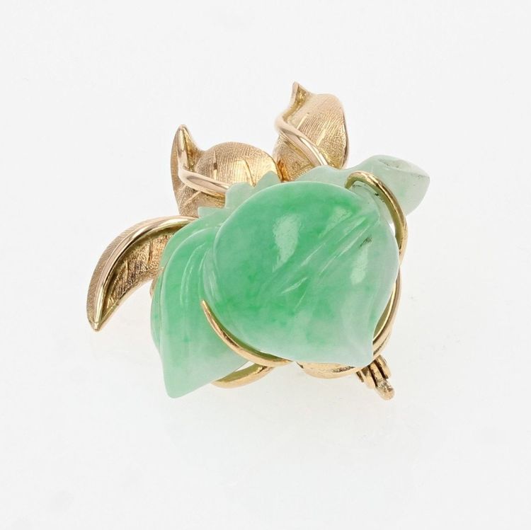 Spilla vintage in giada e oro