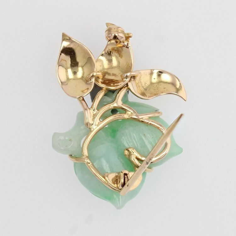 Spilla vintage in giada e oro