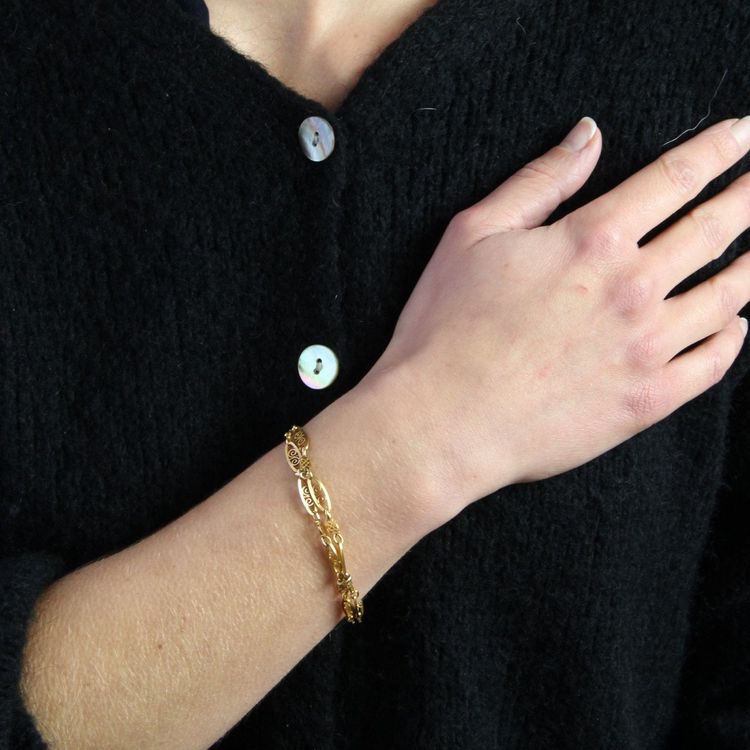Bracelet Ancien Or Double Rang Filigrané