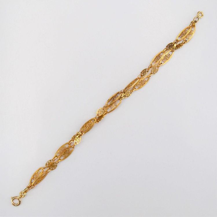 Bracelet Ancien Or Double Rang Filigrané