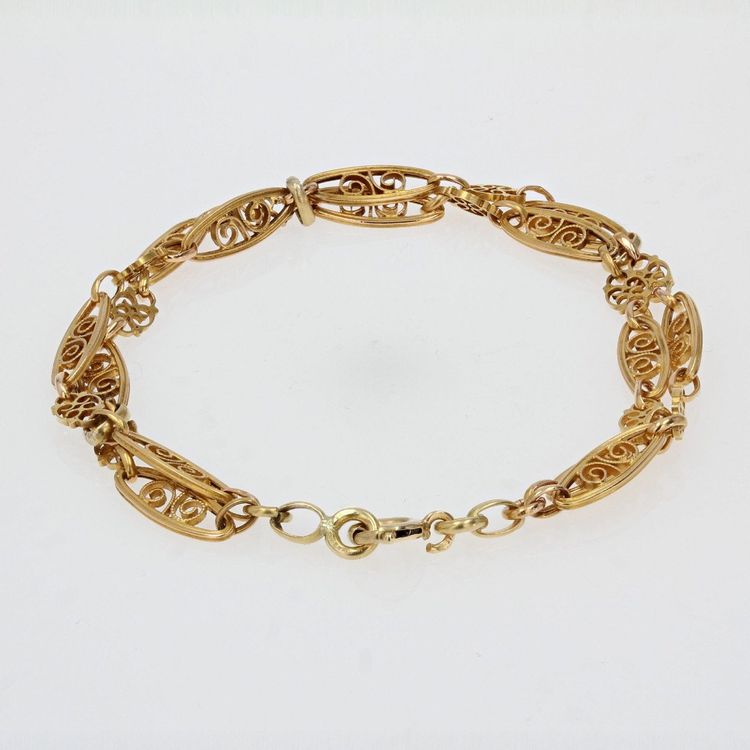 Bracelet Ancien Or Double Rang Filigrané