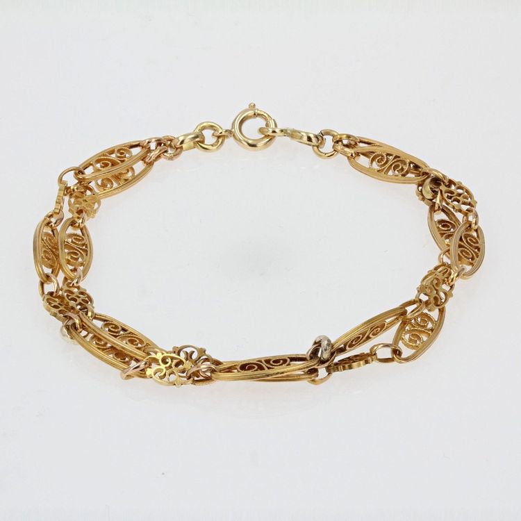 Bracelet Ancien Or Double Rang Filigrané