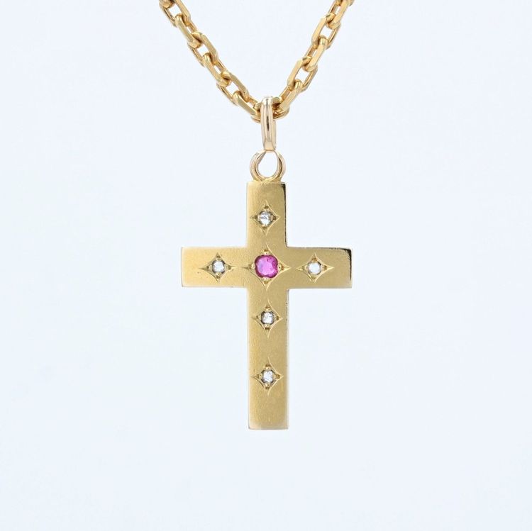 Croix Ancienne Diamants Et Rubis