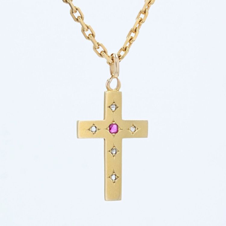 Croix Ancienne Diamants Et Rubis