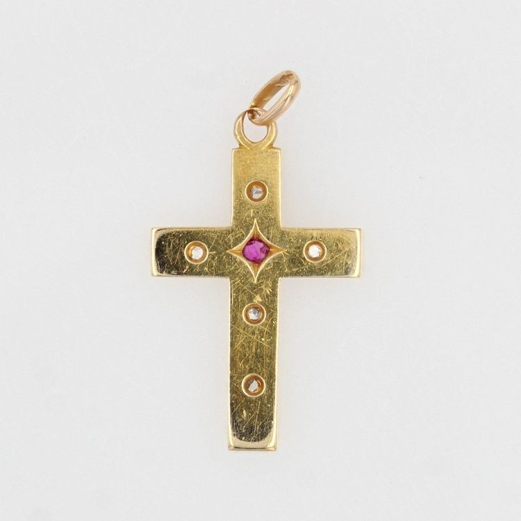 Croix Ancienne Diamants Et Rubis