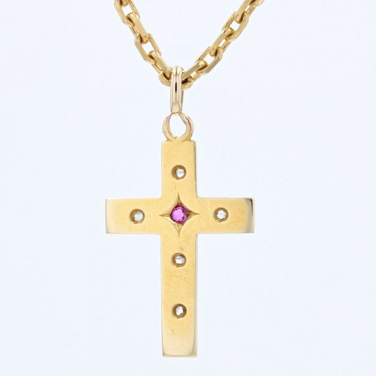 Croix Ancienne Diamants Et Rubis