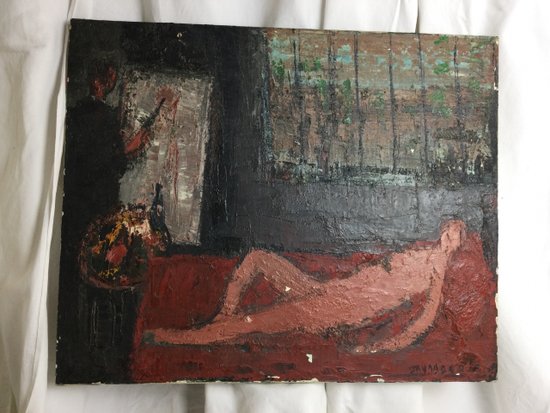 The painter and his model signed P. DURAND