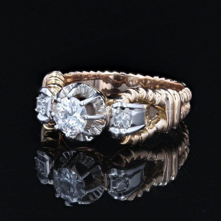 Anello solitario con diamante vintage