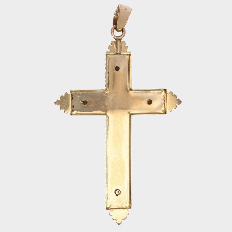 Croix Ancienne Perle Ors Vert Et Rose
