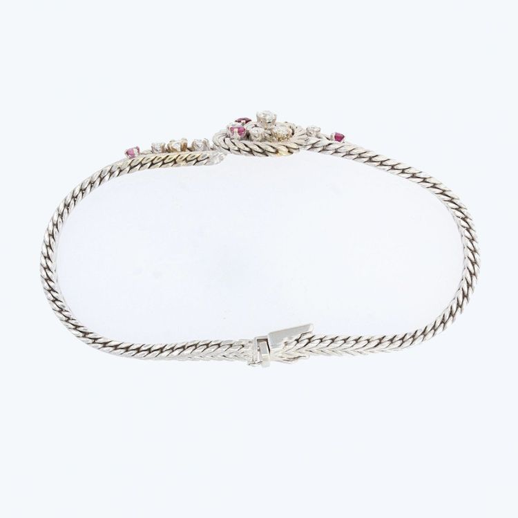 Vintage Bracelet White Gold Ruby Diamonds