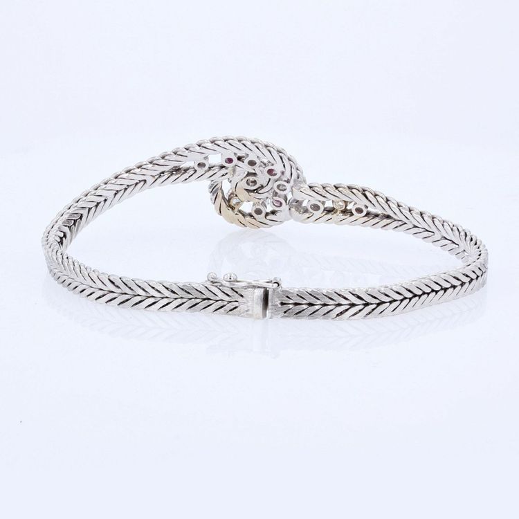 Vintage Bracelet White Gold Ruby Diamonds