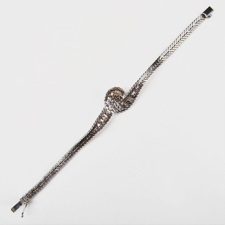 Vintage Bracelet White Gold Ruby Diamonds