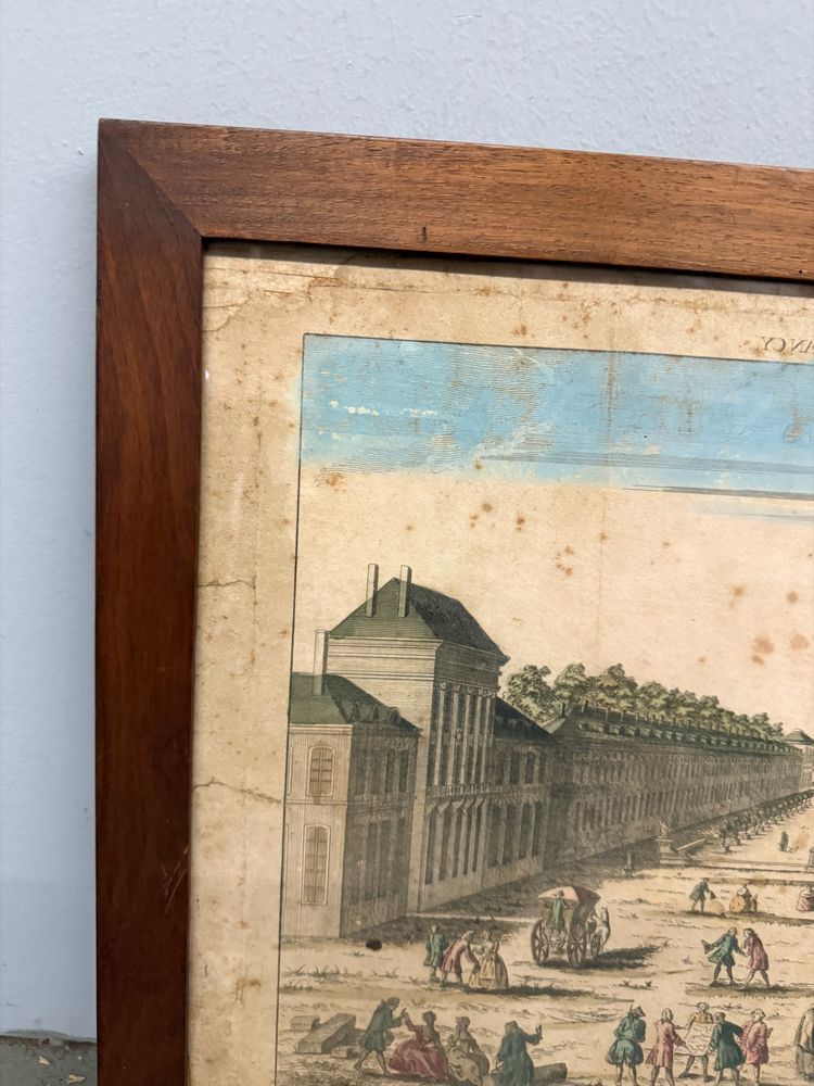 Antique 19th century engraving painted View of the Carriere de Nency au Septentrion, 52x38cm. In excellent condition.