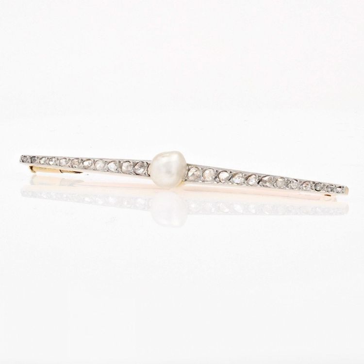 Broche Ancienne Charles Templier Perle Fine Et Diamants