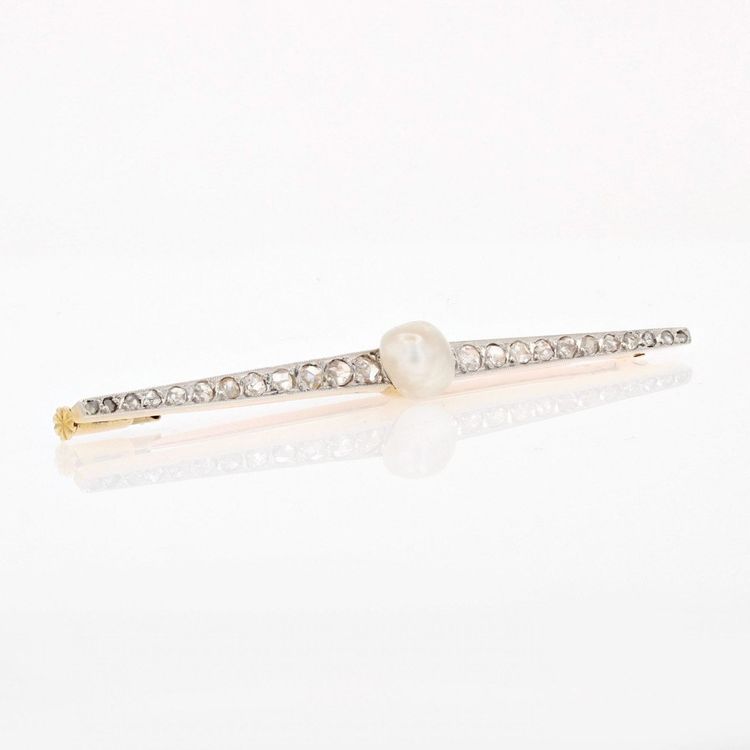 Broche Ancienne Charles Templier Perle Fine Et Diamants