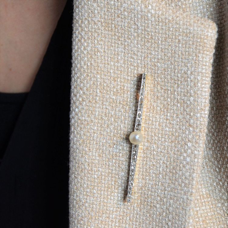 Broche Ancienne Charles Templier Perle Fine Et Diamants