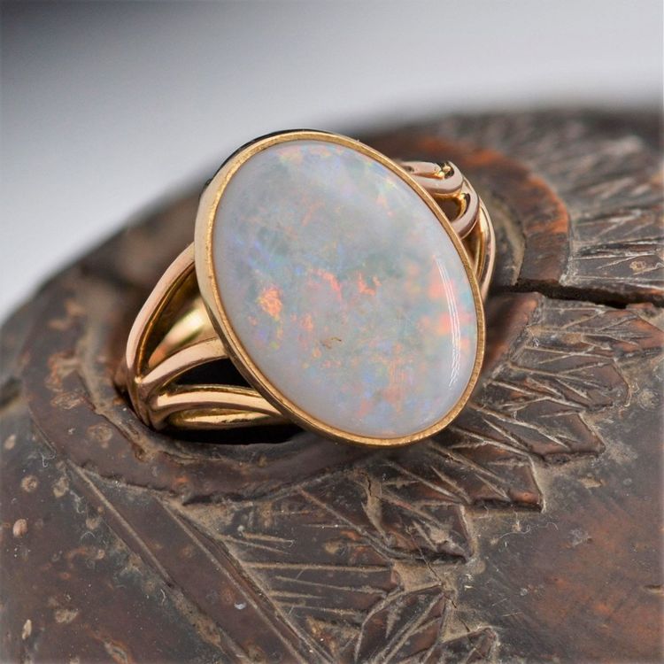 Bague Ancienne Opale Et Or