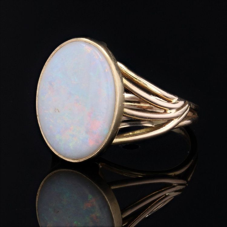 Bague Ancienne Opale Et Or