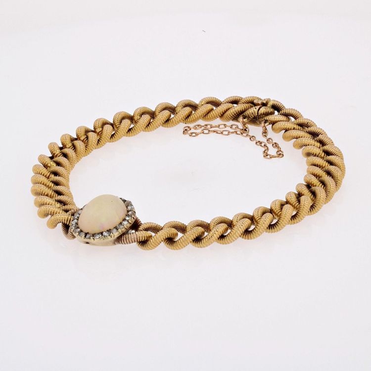 Old Curb Bracelet And Its Opal Diamond Pattern