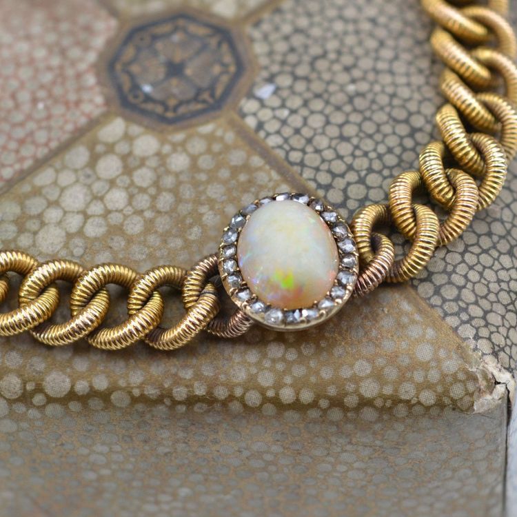 Old Curb Bracelet And Its Opal Diamond Pattern