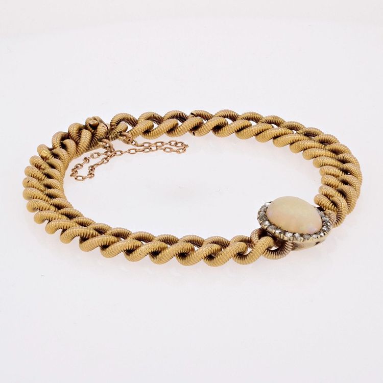 Old Curb Bracelet And Its Opal Diamond Pattern