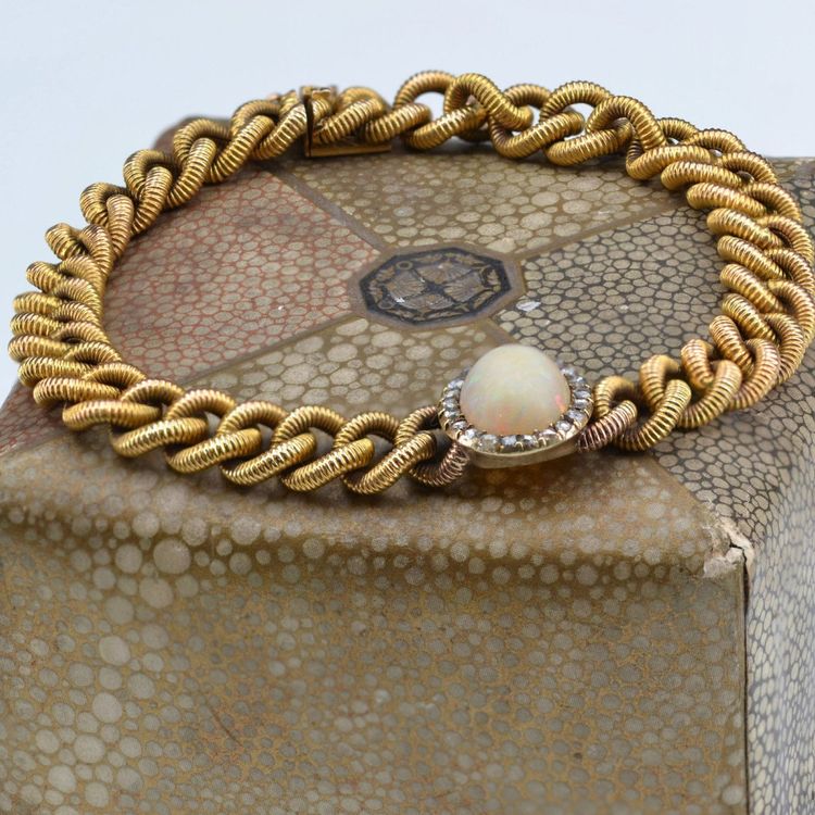 Old Curb Bracelet And Its Opal Diamond Pattern