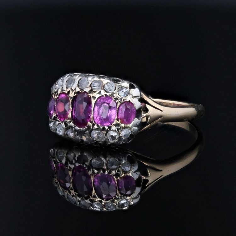 Bague Ancienne Rubis Diamants