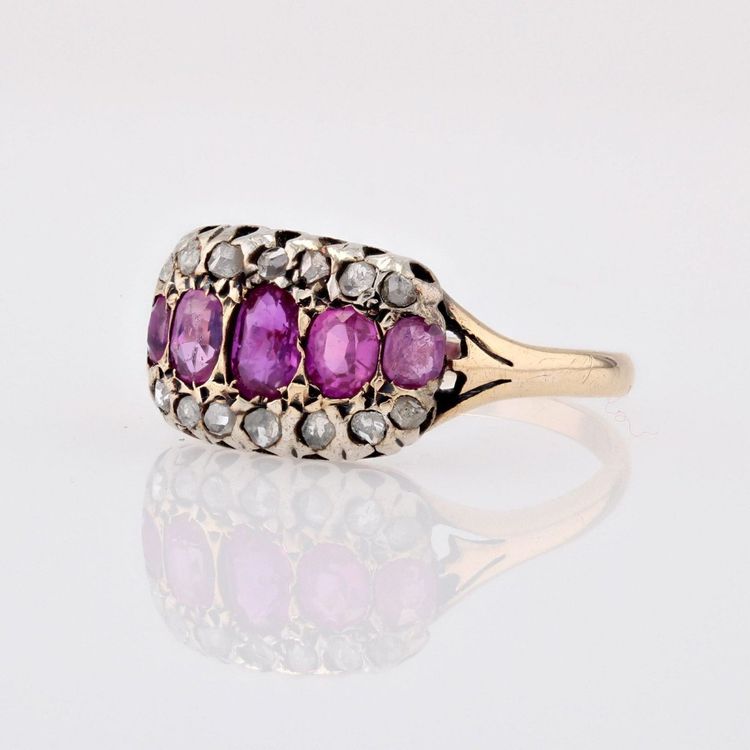 Bague Ancienne Rubis Diamants