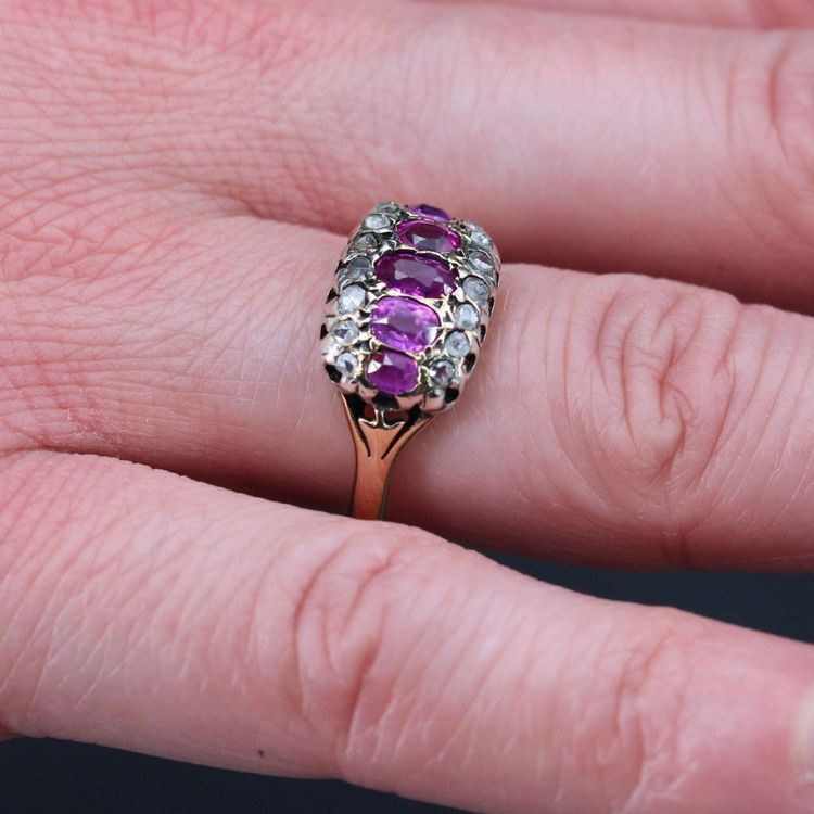 Bague Ancienne Rubis Diamants